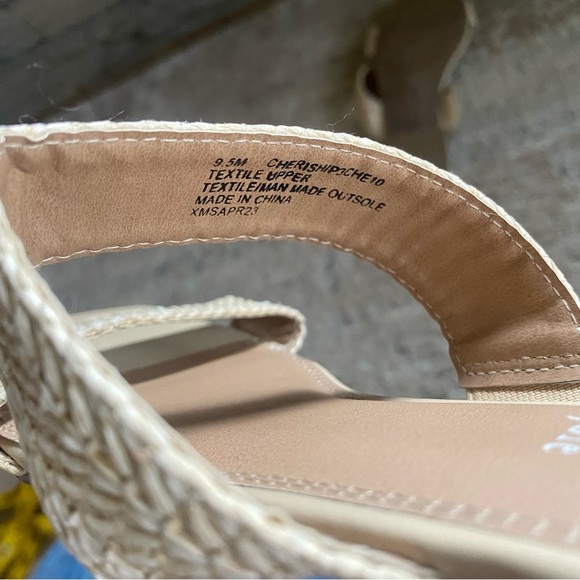 Joie Cherish Slide Sandals Open Toe Heels Short Heel Raffia Cream Beige Tan: 9.5 - Picture 7 of 8